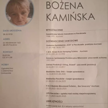 Pomoc domowa: Bozena K.
