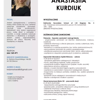 Pomoc domowa: Anastasiia K.